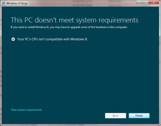 This PC doesn't meet system requirements
